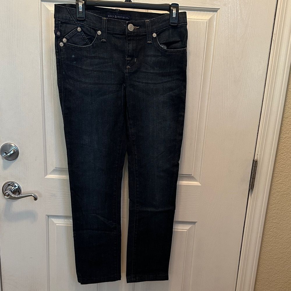 Rock & Republic Dark Wash Low Rise Skinny Jeans Size 6